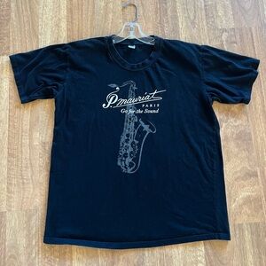 P. Mauriat Paris Saxophone T-Shirt Black Vintage Style Musician Tee L Taiwan